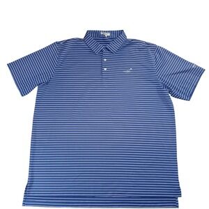 Peter Millar Summer Comfort Polo Shirt Mens XXL Blue Striped Kiva Dunes